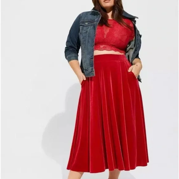 Torrid Red Midi Skirt - Picture 3 of 3